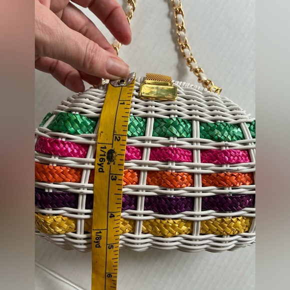 Vintage 70s purse picnic basket style plastic coated wicker shoulder bag EUC - Picture 15 of 15